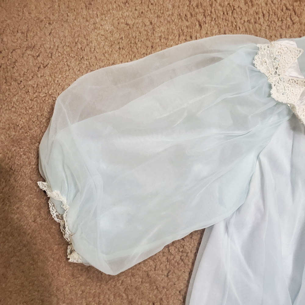 Vintage Hollywood Glamour Bed Jacket Capelet Sheer Babydoll - Picture 5 of 15